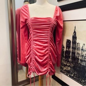 Barbie Bubble gum pink velvet ruched dress XL